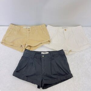 Abercrombie & Fitch Lot of Three Size 00 (W24) Black Cream Tan Shorts Chinos